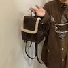 New Winter Retro Plush Backpack for Women Korean Ins Simple and Versatile Lamb Fur Splicing Bag for Women