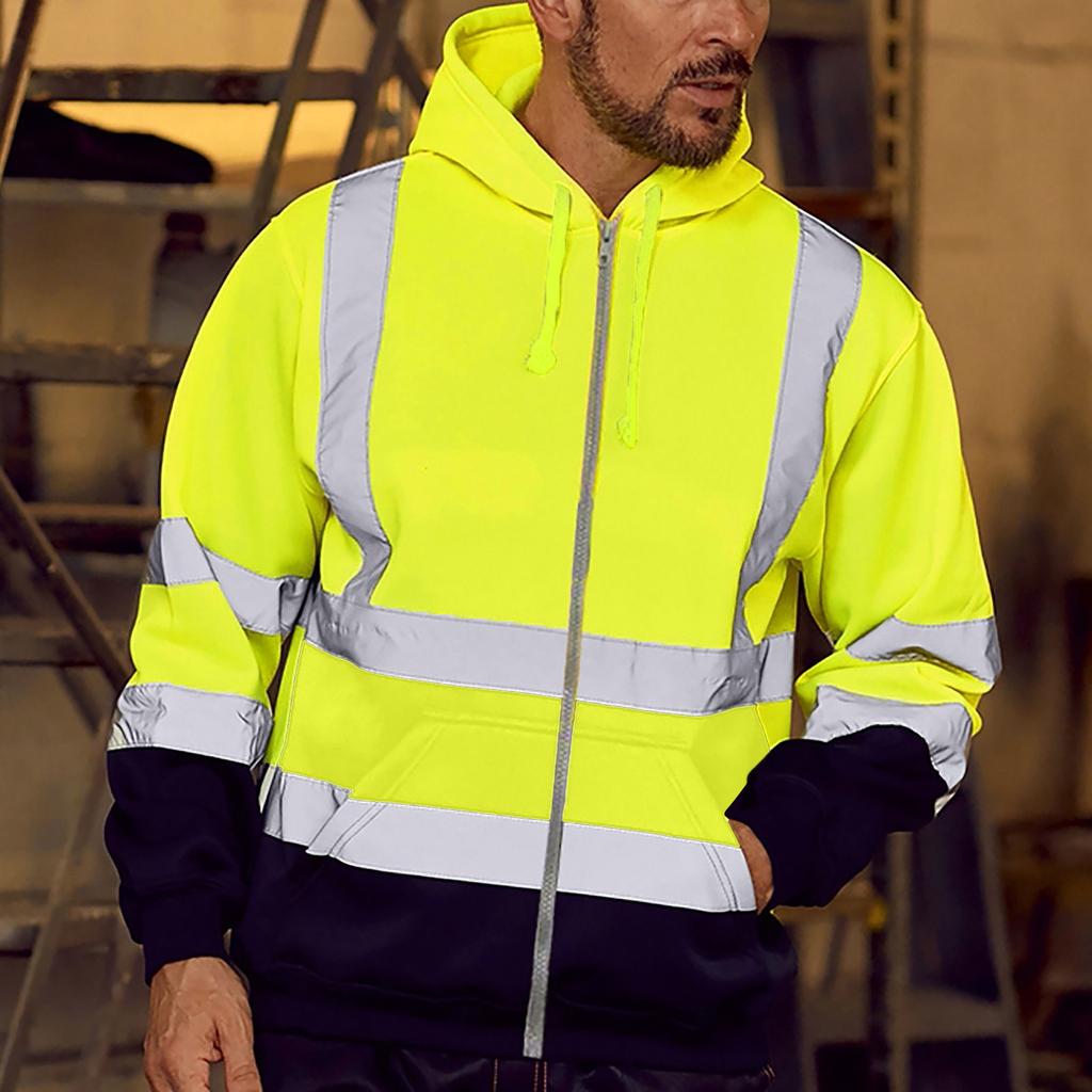 Herren Road Work High VisibilityPullover Langarm Kapuzenpullover Tops Bluse
