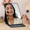 Agabani Foldable Makeup Mirror with Stand 16x11 cm | Portable PU Leather Vanity Mirror | HD Frameless Table Mirror | Adjustable Angle Travel Mirr