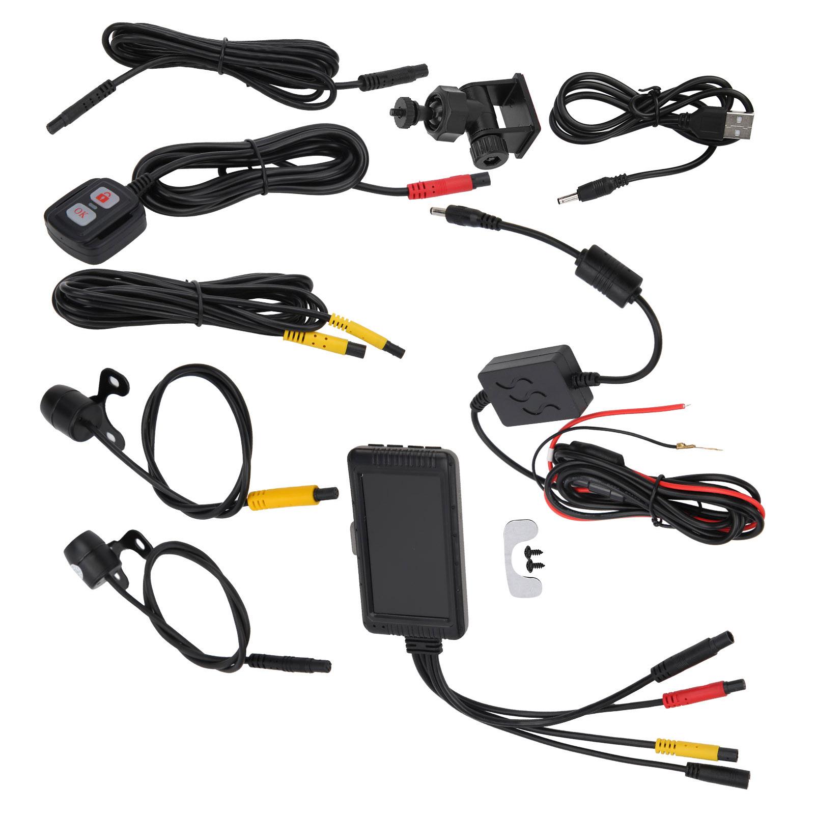 

3-дюймовая камера для мотоцикла, видеорегистратор, 1080P, вид спереди и сзади, с кабельным управлением