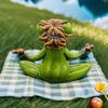 Green Frog Sculpture Resin Yoga Frog Decoration Cute Meditation Frog Statue  Desk
