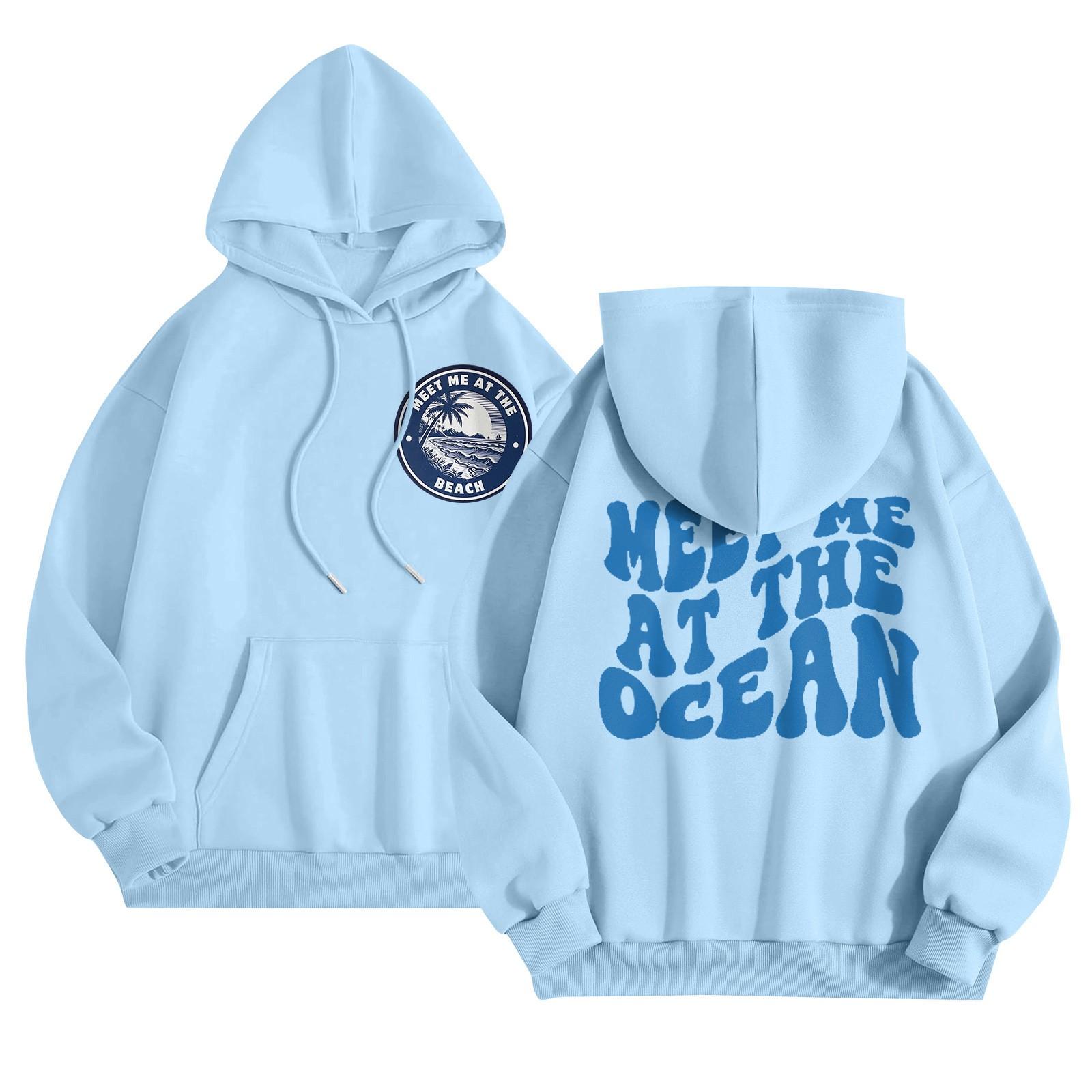 

Графические толстовки с капюшоном для женщин Милый пуловер с длинным рукавом Опрятные толстовки с капюшоном с принтом букв Осень-зима XXXL синий