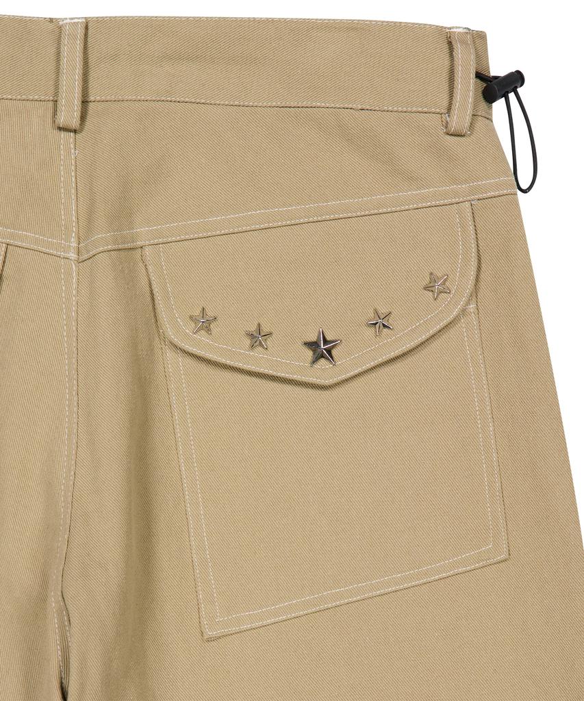 Tansanmageunesyum Juyoung X Carbonated Cotton Wide Star Stud Pants (Beige)