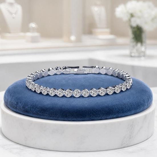 Yousheng Women Bracelet, Sparkling Cubic Zirconia Inlaid Bracelet with Claw-Setting Technology, Adjustable Chain Wristband for Jewelry
