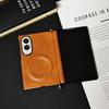 Applicable To Samsung ZFold1 Wide Folding Mobile Phone Case Crazy Horse Pattern Magnetic Belt Front Frame Side Buckle Middle Shaft Anti-drop