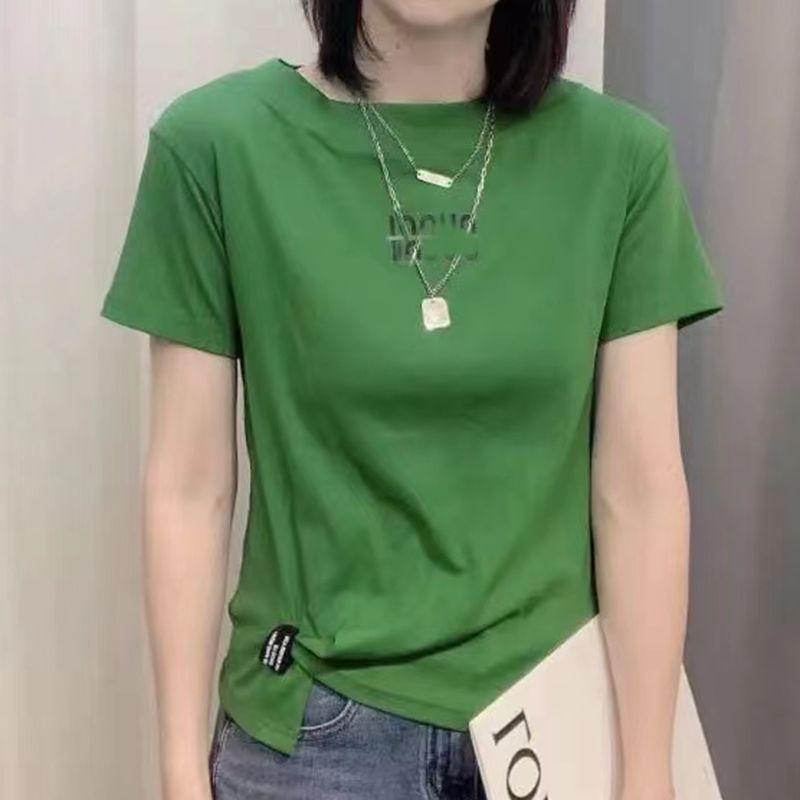 

Irregular Fashion Bottoming Shirt Short-Sleeved Instagram Top T-shirt Green L