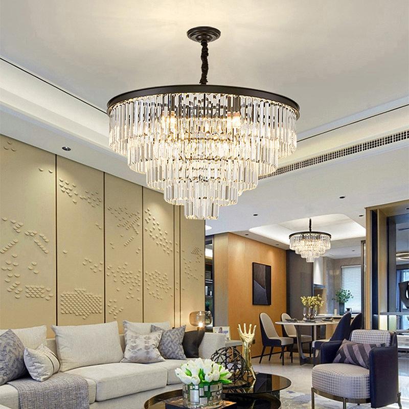 Modern Living Room Crystal Chandelier Bedroom Crystal Chandeliers Ceiling Light Round Crystal Dining Room Lamp D60cm 23.62in E14