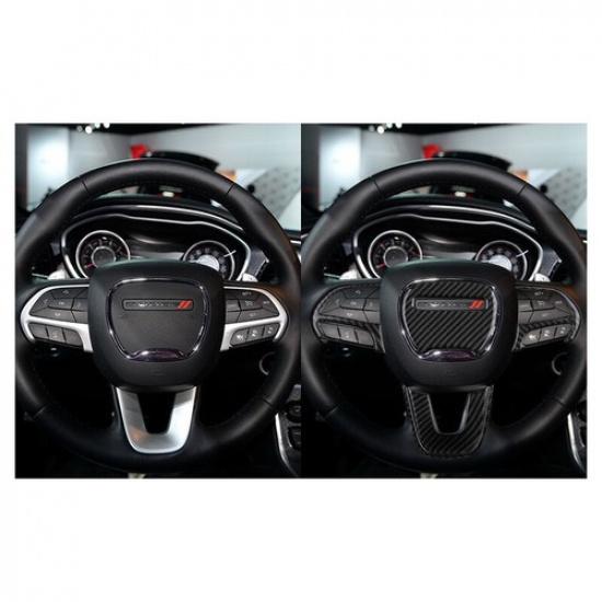 5x Carbon Fiber Steering Wheel Cover Trim for Dodge Challenger Charger 2015-