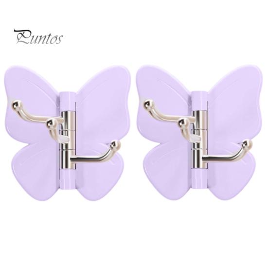 Corner Storage Hooks Rotating Butterfly Adhesive Wall Hooks, 3-Prong No-Drill Swivel Hangers, with Flexible Adjustable Angle Space-Saving Hook,