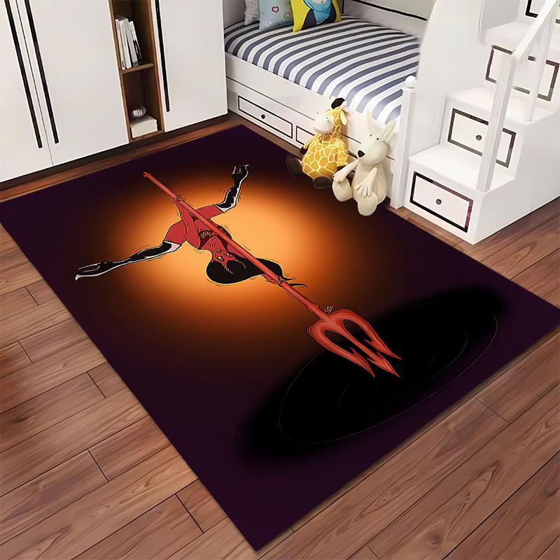 Devil Woman Pole Design Carpet suitable as a non-slip mat for the living room or bedroom sofa
