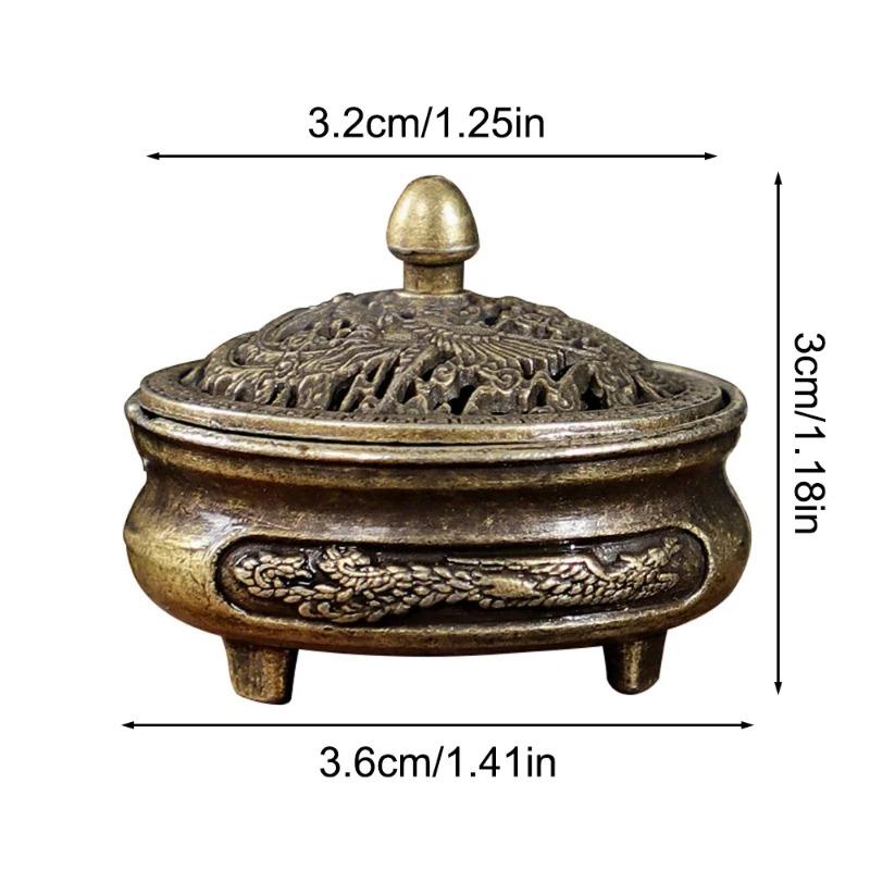 1pcs Dragon and Phoenix Finger Furnace with No Sticky Powder, Goose Pear Incense Burner Alloy Creative Retro Incense Holder