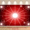 2D Plane 1 Piece of Red Cobweb Glitter Background Fabric Background Banner Suitable for Parties and Festivals