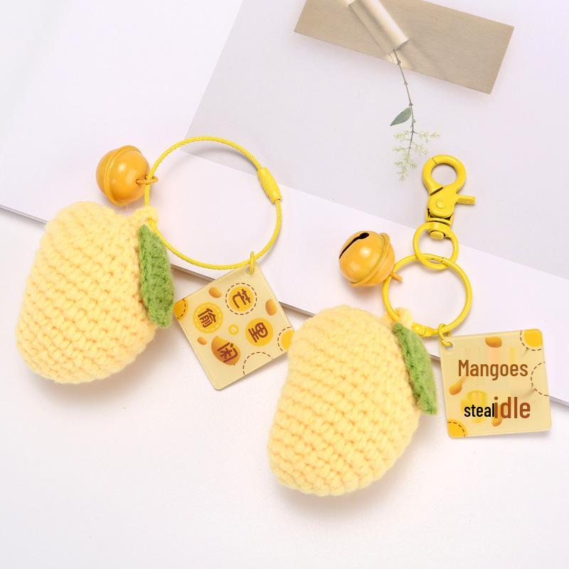 Avocado Mango Wool Yarn Keychain Pendant Gift Set - Car Bag Accessories