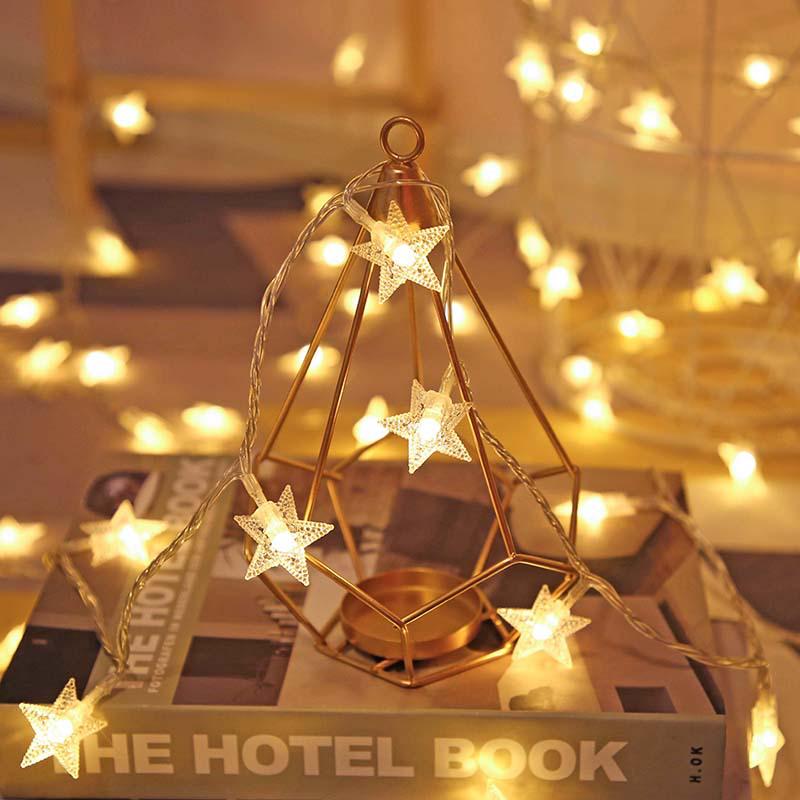 Pentagram LED Fairy String Lights - Battery-Powered Star Lights for Christmas & Room Decoration