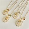 Birthstone Necklace For Women With Mother Of Pearl Flower Pendant And Dangle Charm For Birth Month Gift