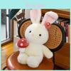 Plush Mushroom Rabbit Toy Embroidered Animal Cushion For Girls Gift Celebration