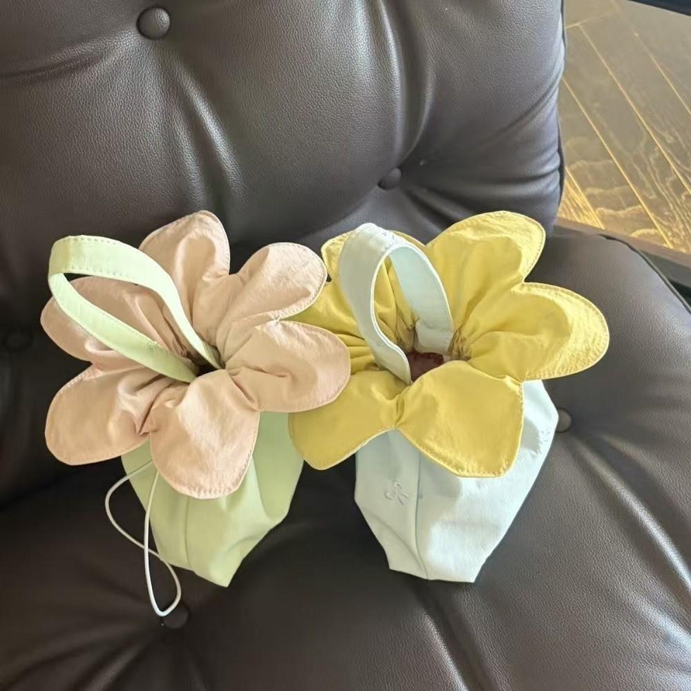 Bow Printed Flower Drawstring Handbag Polyester Storage Bag Vintage Polka Dot Tote Bag  Shopping