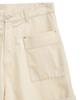 Peulomaleul Utility Pocket Vintage 3/4 Length Washed Denim Pants / Ivory
