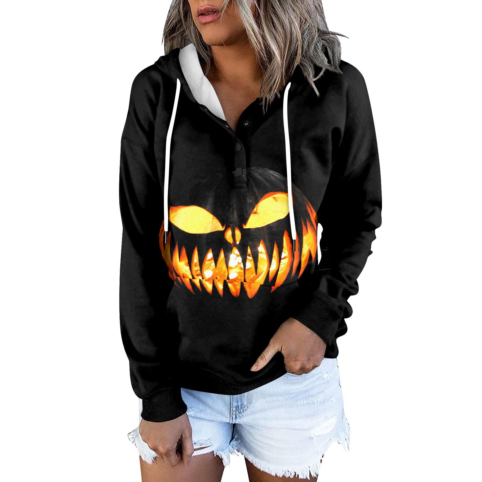 

Женская модная облегающая толстовка с капюшоном и длинным рукавом с принтом на Хэллоуин M