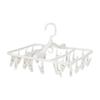 Portable White Plastic Clothes Hanger With 24 Clips For Efficient Drying