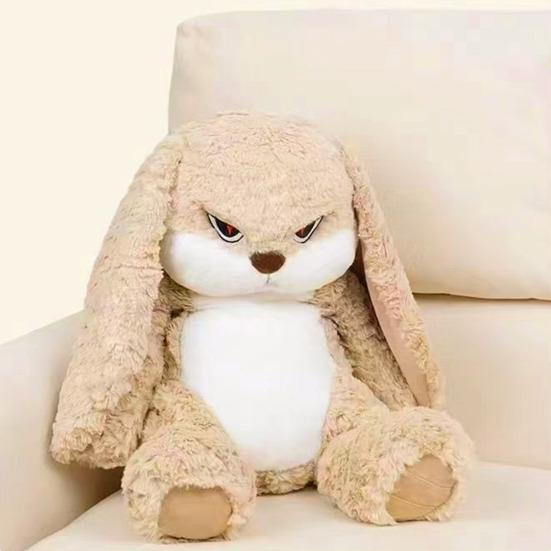 Large Angry Rabbit Plush Toy Soft Stuffed Animal Kawaii Fluff
