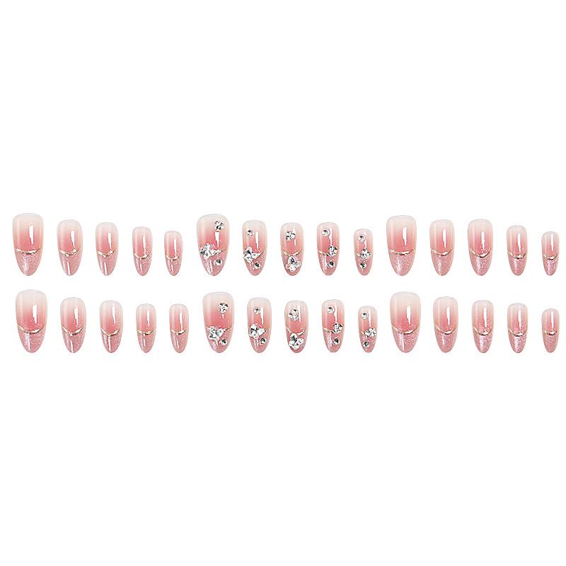 Sweet Blush Cat Eye French Nail Stickers: Cute, Removable, Wearable Nail Designs