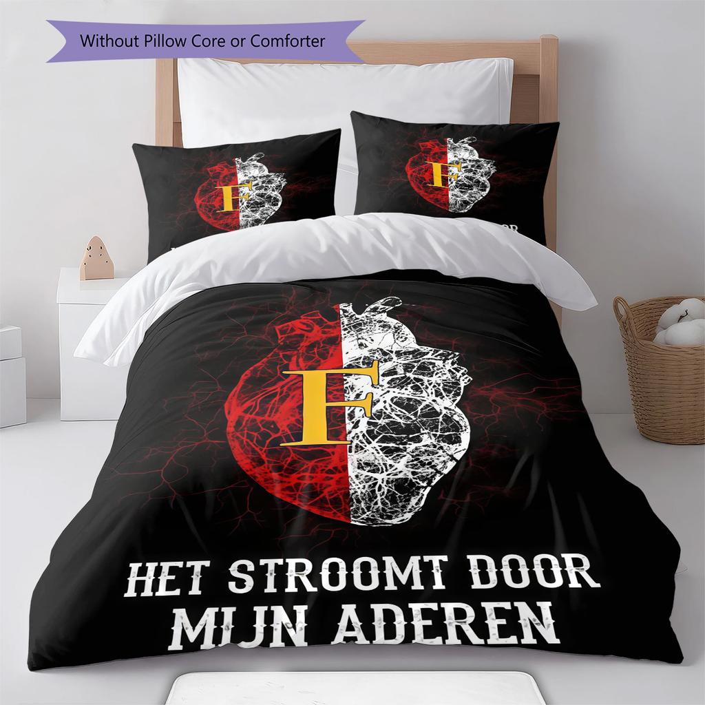 Feyenoord  Pattern Bedding Quilt Set Quilt Cover Pillowcase Home Decoration Birthday Gift (1 * duvet cover + 2 * pillowcase, without core)