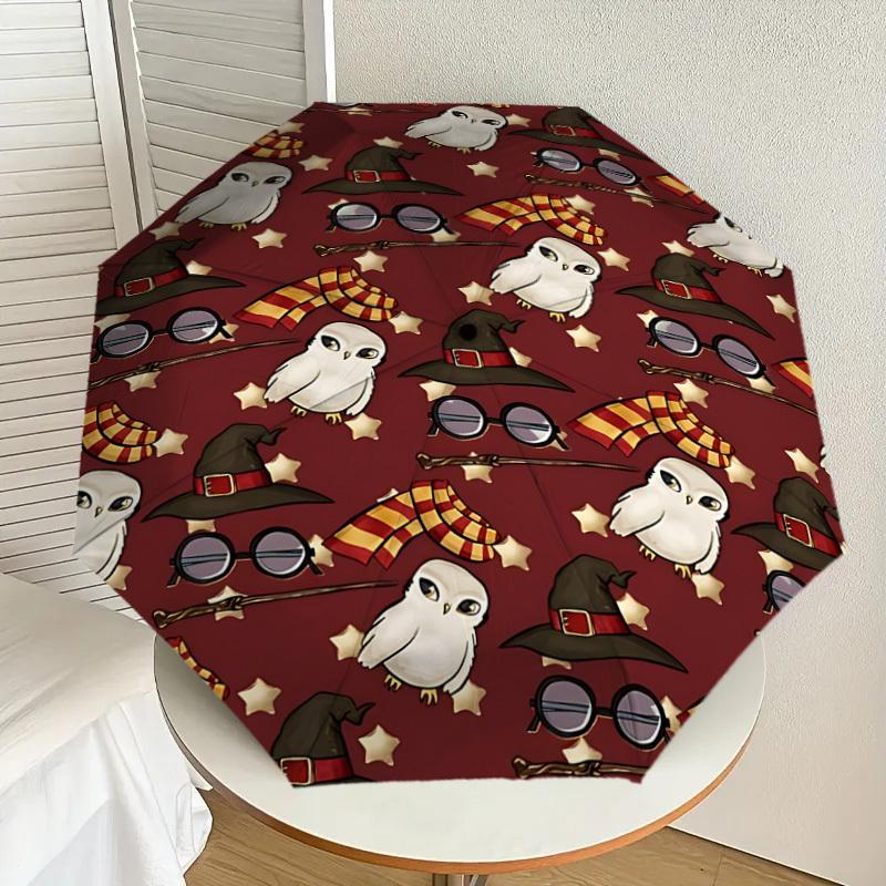 1PC Harry Potter Owls Umbrella-8-Rib Reinforced, Automatic Open, Lightweight & Durable, Cute Fashion Accessory for Outdoor, D2630