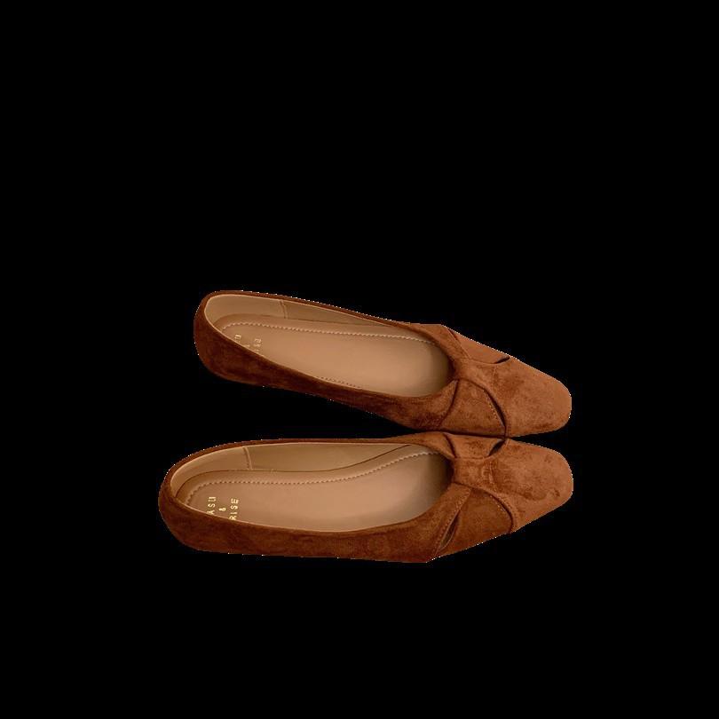 Versatile giant soft~ 2.5cm low heel hollow single shoes women's new Chinese style square head leather French commuter ladle shoes