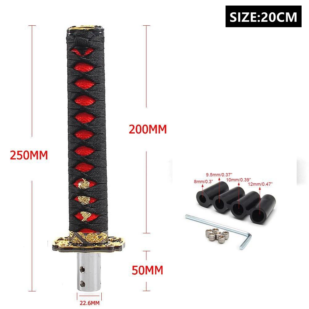 100/150/200mm JDM Katana Schaltknauf Samurai Schwert Schalthebelknauf mit 4 Adaptern Universell passend für die meisten manuellen und automatischen Autos