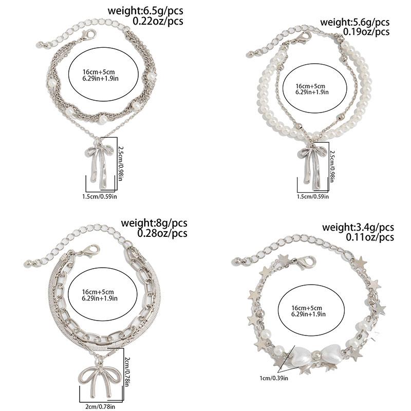 PuRui Fashion 4 Styles copper Color Double Layer Adjustable Bracelet for Women Hollow Out Bowknot Heart Star Pendant Zircon