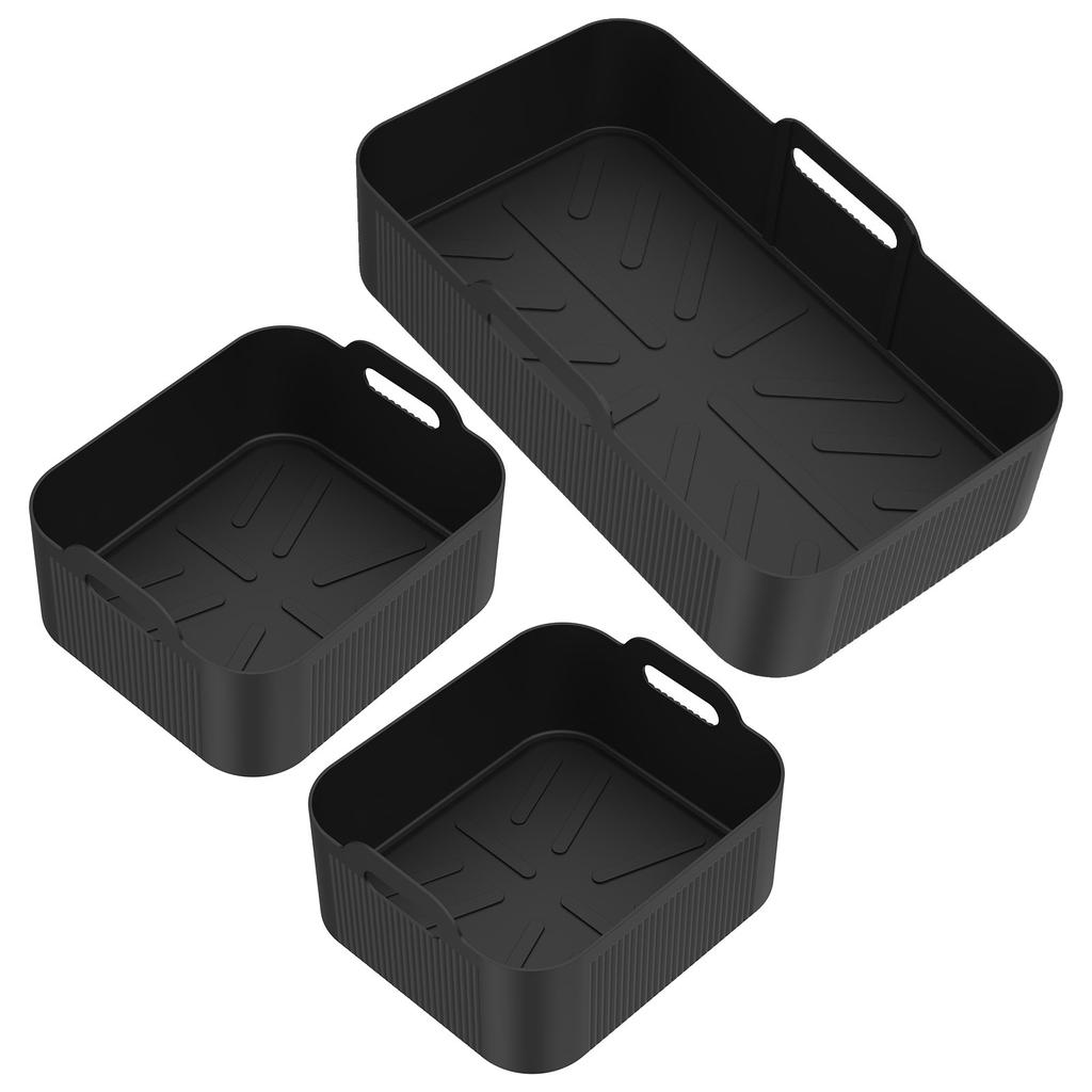3Pcs Air Fryer Liner Tray Reusable Silicone Air Fryer Basket Liners Heat-Resistant Non Stick Oven Baking Mold Kitchen Basket Pan