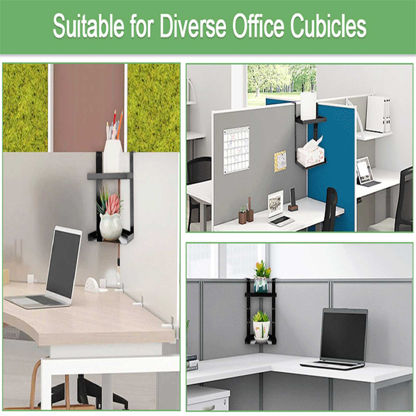

0A-Storage Organizer Cubicle Shelf Corner Adjustable Height Accessories With Hook One Size чёрный