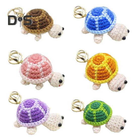 Knitted Turtle Keychain Exquisite Yarn Crochet Compact Size Portable Keyring Cartoon Style Mini Turtle Keychain