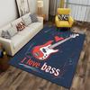 "I Love Bass Guitar Pattern Carpet with Red Guitar On Dark Background" Suitable for Use As an Anti-slip for Living Room Bedroom Sofas