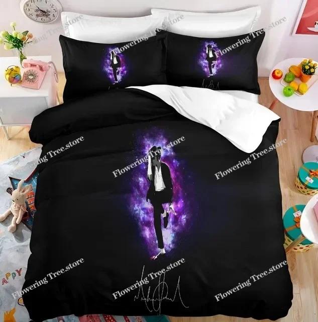 Michael Jackson Bettwäsche-Set Einzelbett Twin Full King Size Musikal Genies Bettwäsche Erwachsene Jugendliche Schlafzimmer Bettbezug-Set Super Star