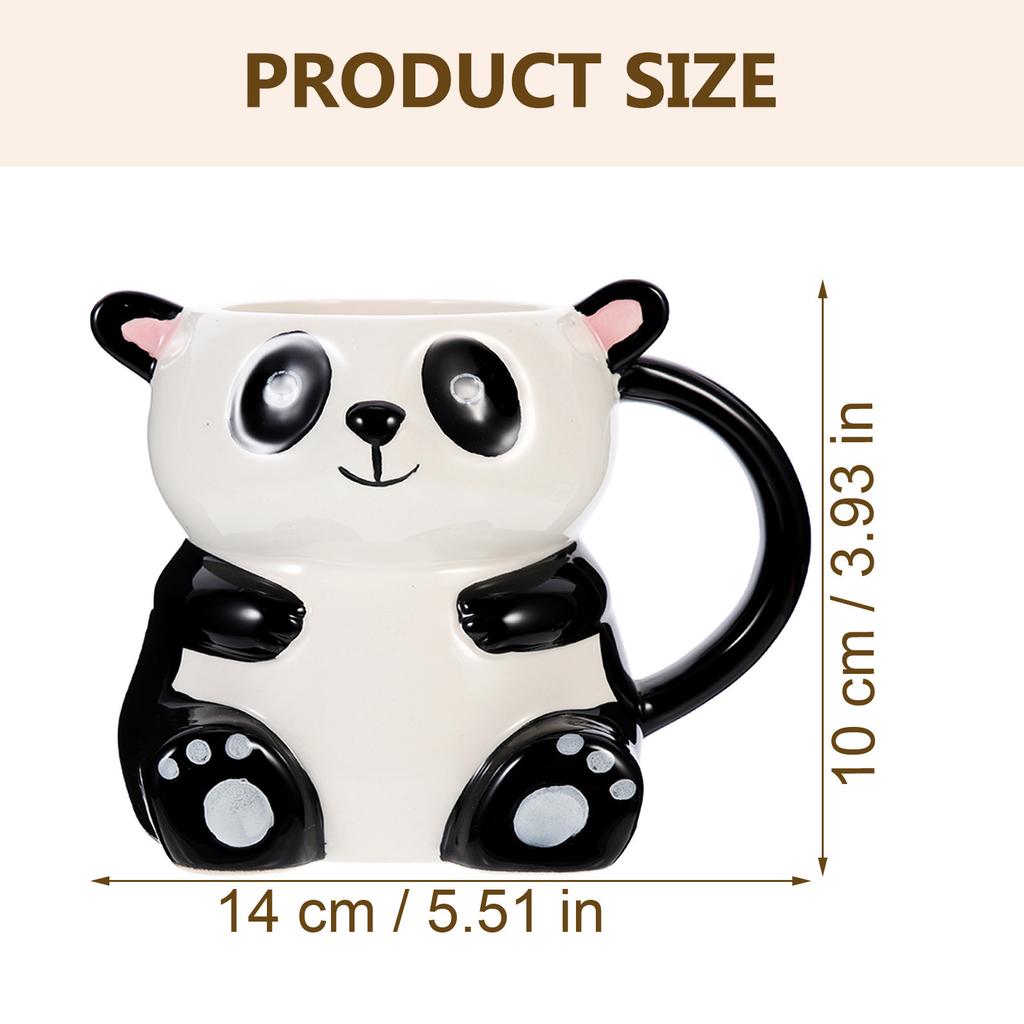 Adorable Panda Shape Cup Premium Ceramic Water Mug for Restaurant Dessert Shop Desktop Decoration Drinkware Gift for Friends