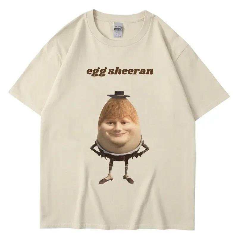 Fashion women s T-shirt Setwear engraçado ovo ed sheeran meme gráfico S