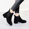 Fashion Women  Ankle Boots Autumn Winter  Boots Slip-on Round Toe 3.5cm Square Heel Solid Casual Black Camel Booties Size 35-43