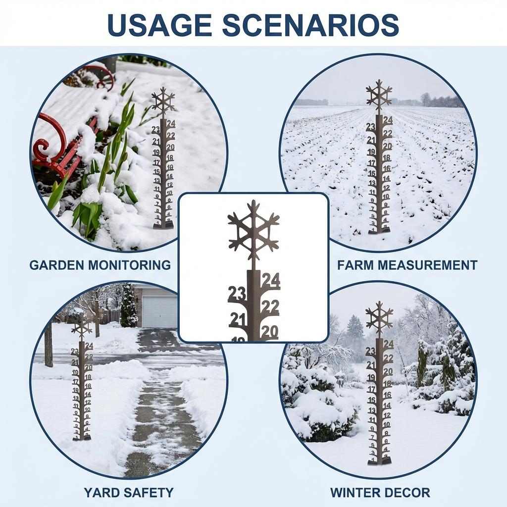 Snow Gauge Metal Outdoor Yard Garden Snow Depth Measurement Tool Rust-proof Durable