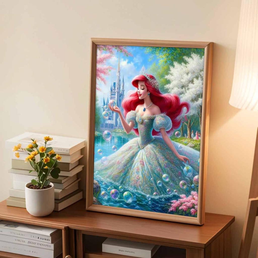 Full Round Diamond Painting Red-haired Princess Art Rhinestone Picture Mosaic DIY 5D Cross Stitch Embroidery Home Decoration