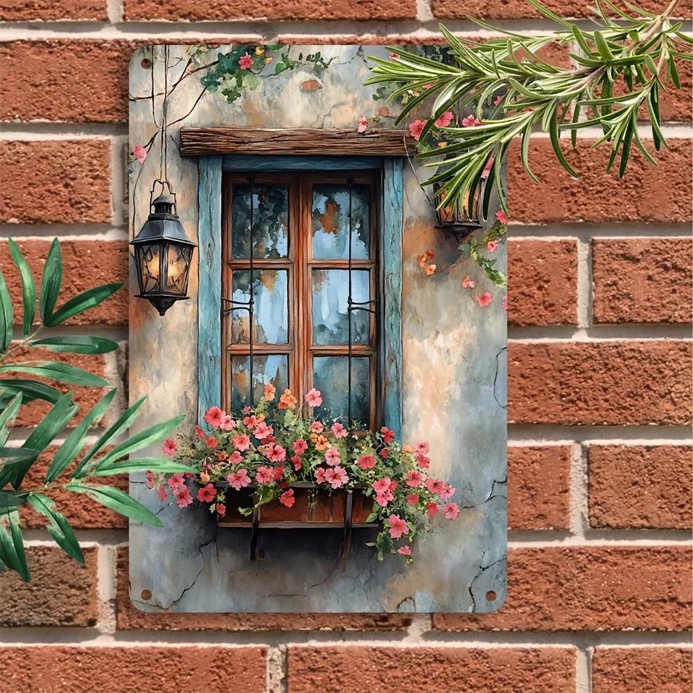 Idyllic Rustic Window with Flowers Sign Timeless Farmhouse Wall Art for Any Setting a Festive Addition to Holiday Decor
