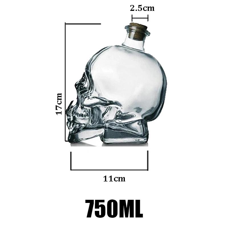 100-750ML Creativity Glass Skull Head Cup Vodka-Shot Whiskey Wine Drinking Bottle Decanter Drinkware Bar Tools Halloween Gifts