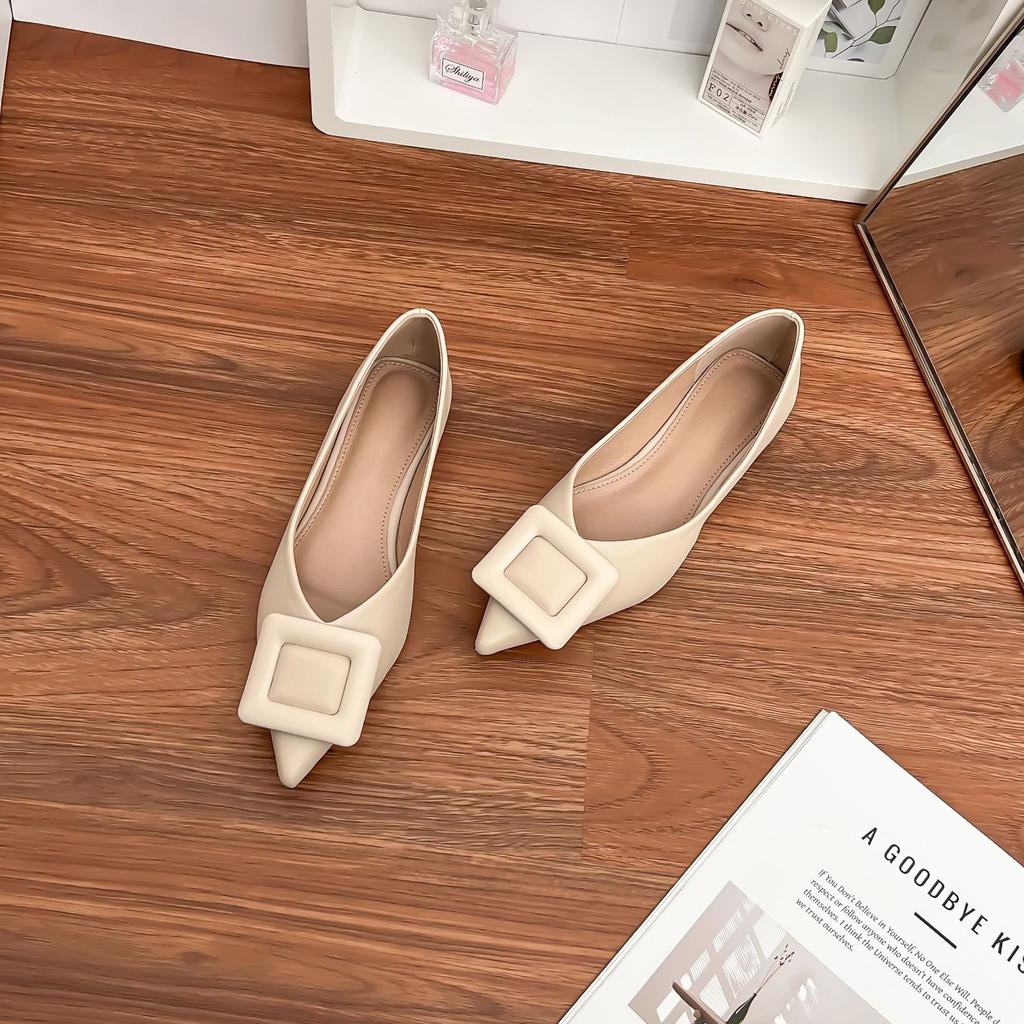 Single shoes women's fashion 2025 spring women's pointed soft sole not tired feet comfortable soft leather flats simple style mother shoes