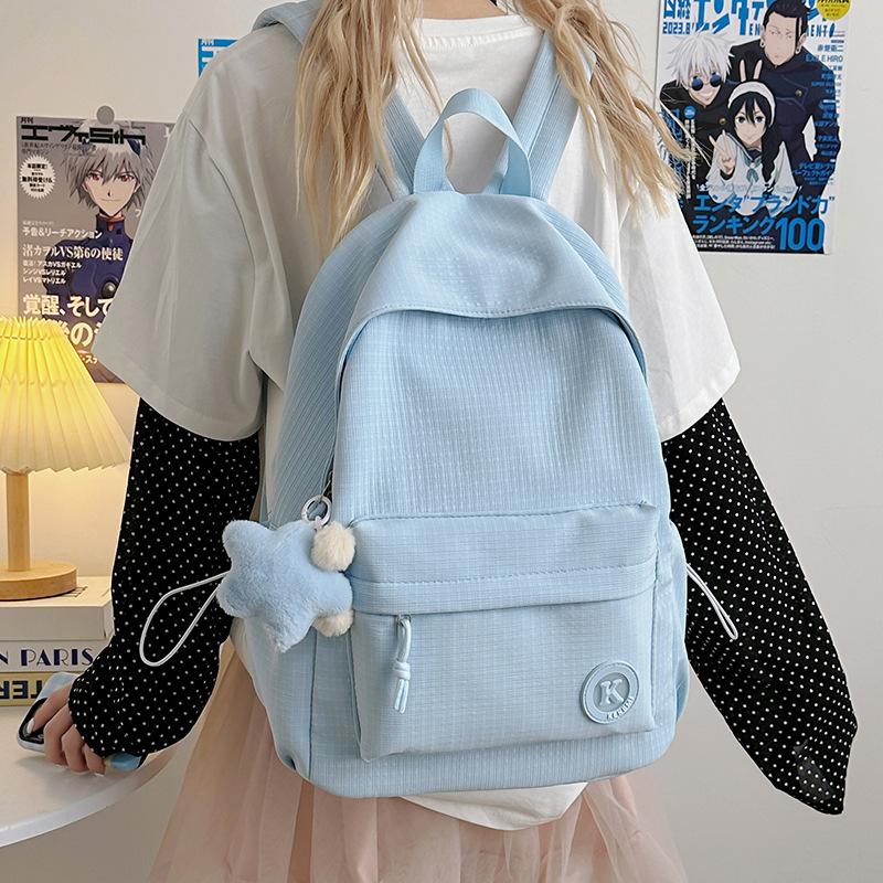 Small Fresh Backpack New Ins Casual Backpack College Style Solid Color Simple Large Capacity Primary School School Bag