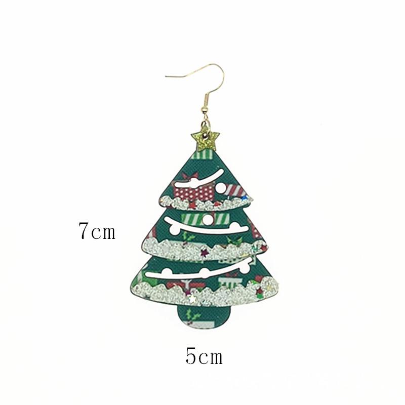European and American Cross-border Wooden Double-layer Christmas Tree Earrings
