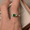 2026 Fashion Square Emerald Ring, Ladies, Niche Light Luxury Princess Square Ring Tide Jewelry