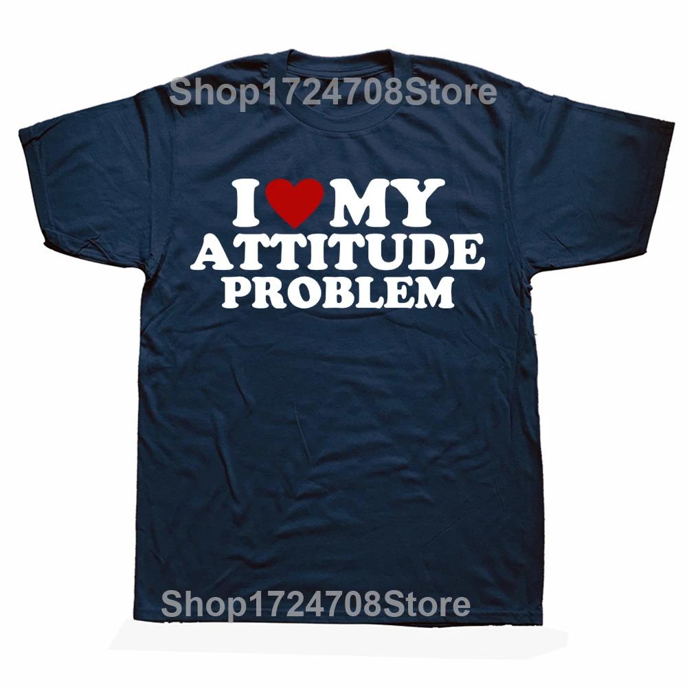 Funny Negativity Joke Vintage Tops EU Size 100% Cotton Unisex O-neck T-shirts Rertro I Heart Love My Attitude Problem T Shirt