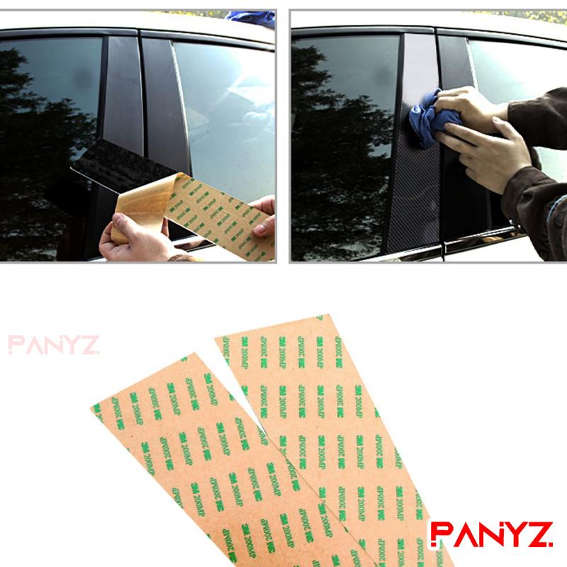 6Pcs Carbon fibre Car Door Window Trim Pillar Posts Decorative Cover Trim For Jaguar XE XEL 2015- Auto