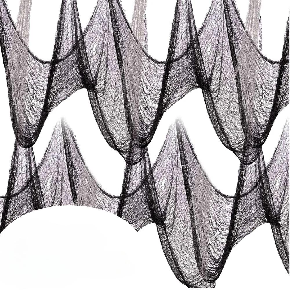 

Halloween Gauze Fabric Halloween Decor Scary Fabric for Haunted House DIY Decorations Stretchy Cobweb Ghost Party Props 1PC чорний